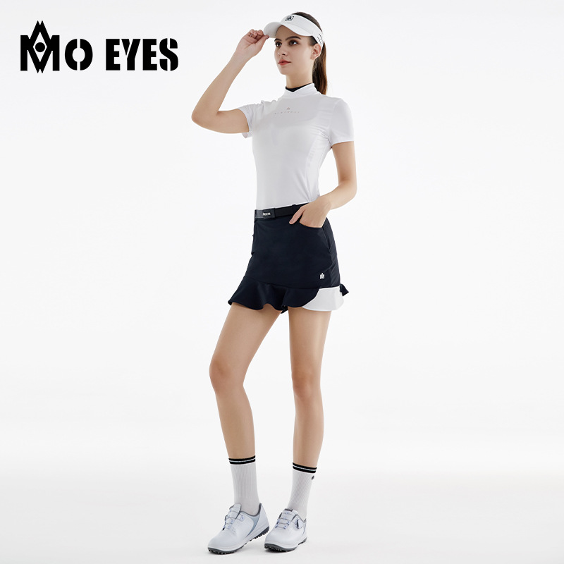 Váy chơi golf Moyes ngắn phối màu bèo nhún ôm hông đuôi cá — M23QZ002-Váy ngắn màu trắng, M23QZ002-Váy ngắn màu đen