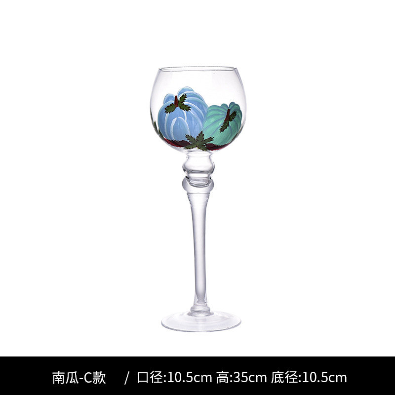 Piés altos transparentes pintados a mano serie de Navidad con tapa frasco de vidrio pintado a mano decoración de Navidad solitaria