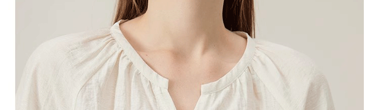 Áo sơ mi linen nữ tay lửng dáng rộng phong cách Pháp — Màu trắng nhạt chi tiết 8