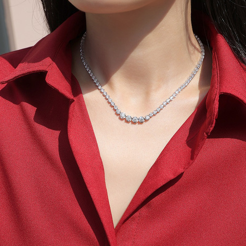 s925 silver moissanite in the name of light necklace temperament clavicle chain cross-border best selling necklace factory wholesale