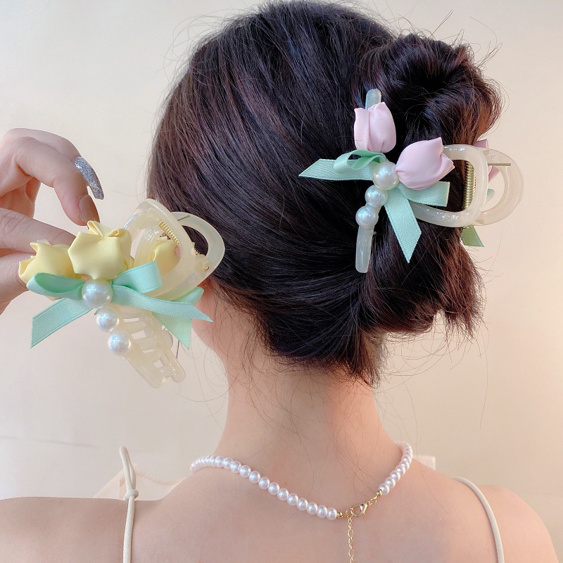 Tulipan temperamento universal super cabello de inmortalidad atrapar dulce chica rosa cabello de pinza de pez adornamiento para el cabello