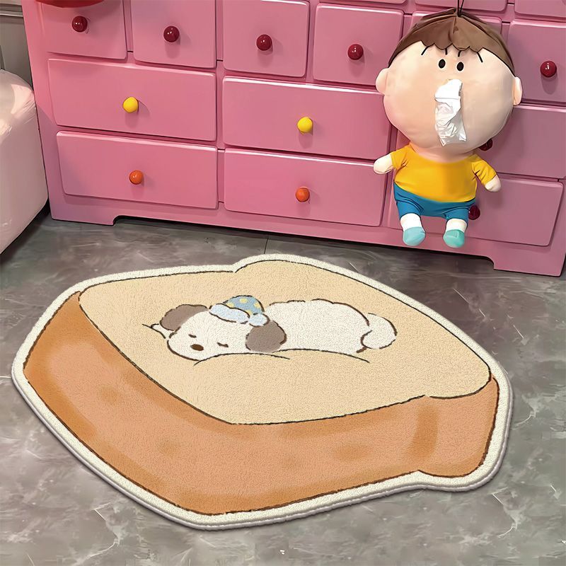 Cute Dog Floor Mat Bedroom Cartoon Bedside Foot Mat Dirt Resistant and Easy to Take care of Bathroom Doorway Water Absorbent Floor Mat Door Mat
