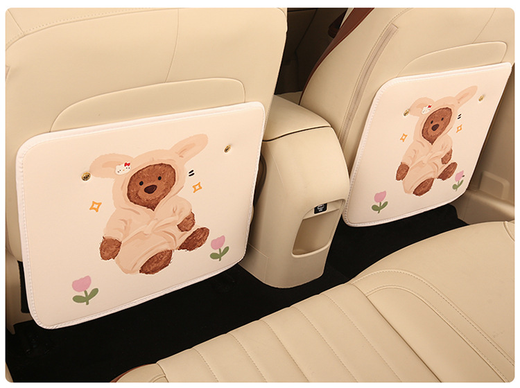 Cartoon Anti-Kick Pad, Leather Printed Seat Back Protection Pad, Car Rear Seat Anti-Kick Pad, Universal for Rear Seats