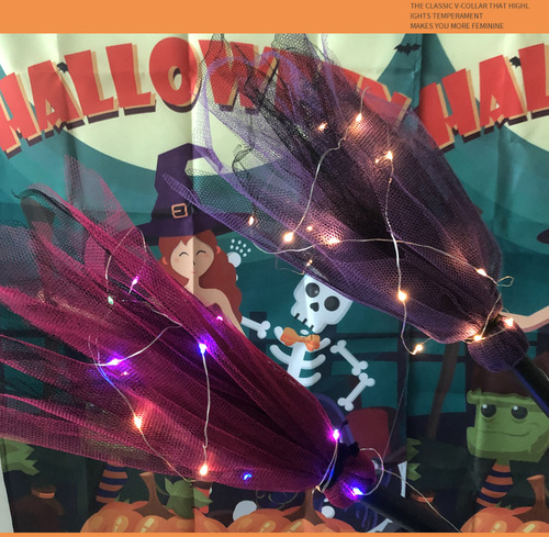 Cross-border new Halloween broom detachable props Ghost Festival party decoration supplies Halloween witch broom