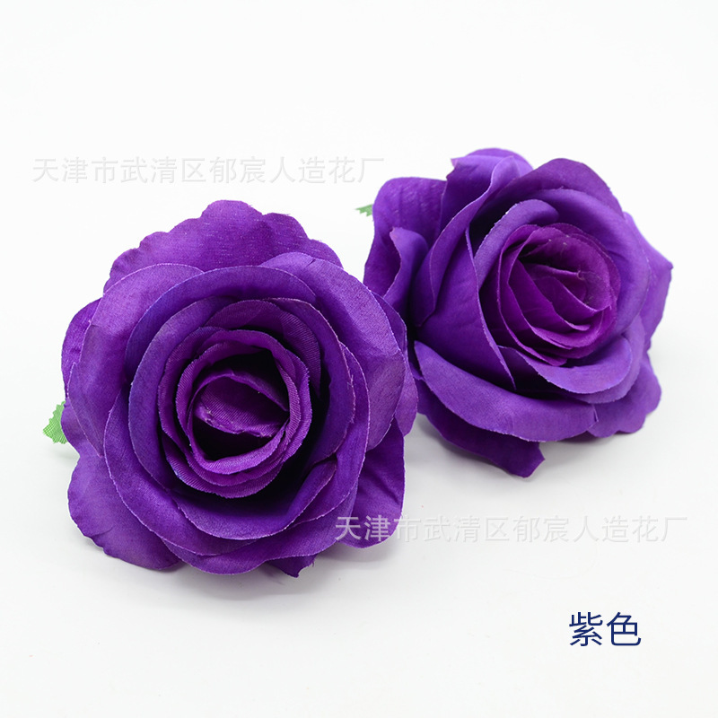 ローズ造花ハイエンドブルーフラワー結婚式の装飾偽花芯ローズヘッドローズフラワー卸売|undefined