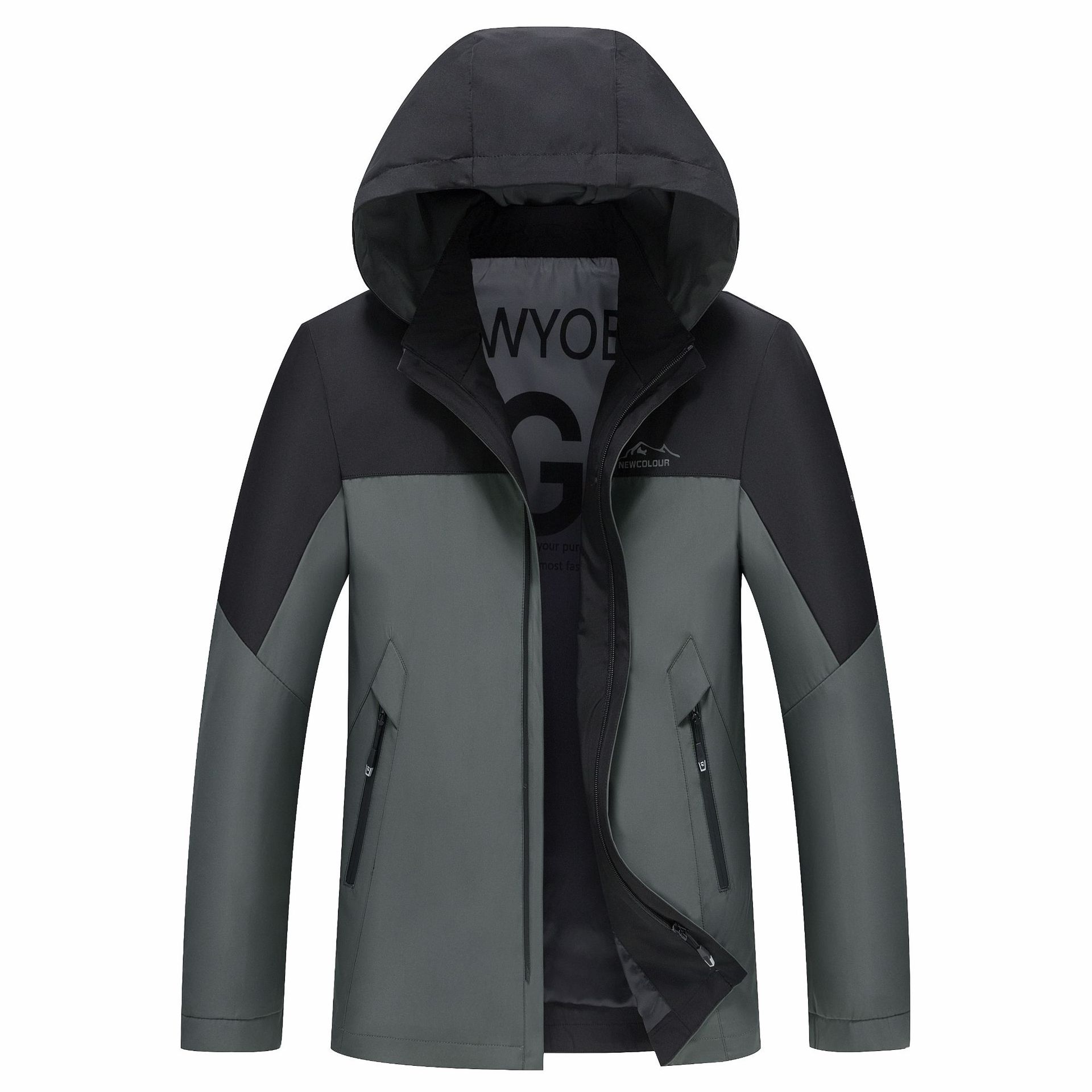 Mid length version Juxtaposition man business affairs Jacket 2021 Spring new pattern leisure time Hit color coat Outside the ride jacket Cap