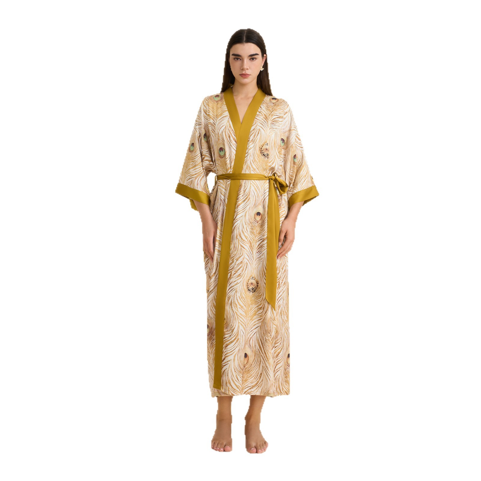New Cross-border Bathrobe Pajamas For Women, High-end Spring Autumn Satin Chiffon European And American Style Home Wear,_ecoleips.com