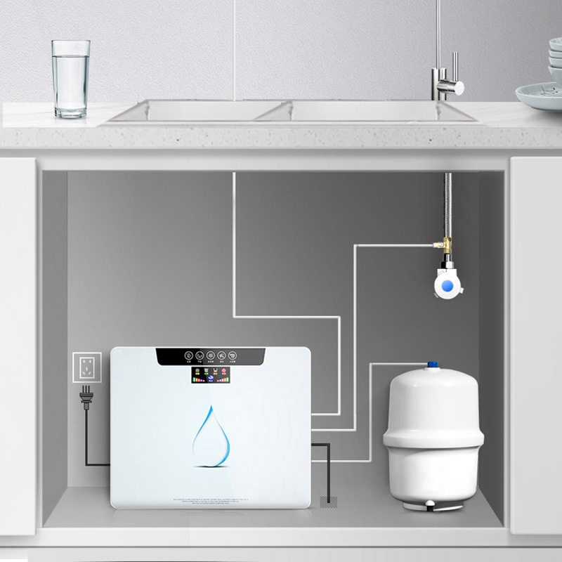 Purificador de Agua Doméstico de Ósmosis Inversa Inteligente RO, Filtración de Agua del Grifo de Escritorio, Alto Flujo, Montado en la Pared, Máquina de Agua Pura Transfronteriza image 4