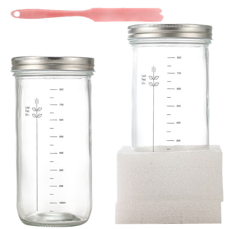 24oz frasco de vidrio pan ácido fermentado frasco de vidrio pan fermentado frasco de pan con cubierta panadería con escala