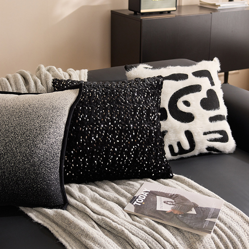 Elegante sensación de lujo ligero funda de almohada sofá almohada cojín de cintura almohada de estilo artístico abstracto de alto nivel versátil