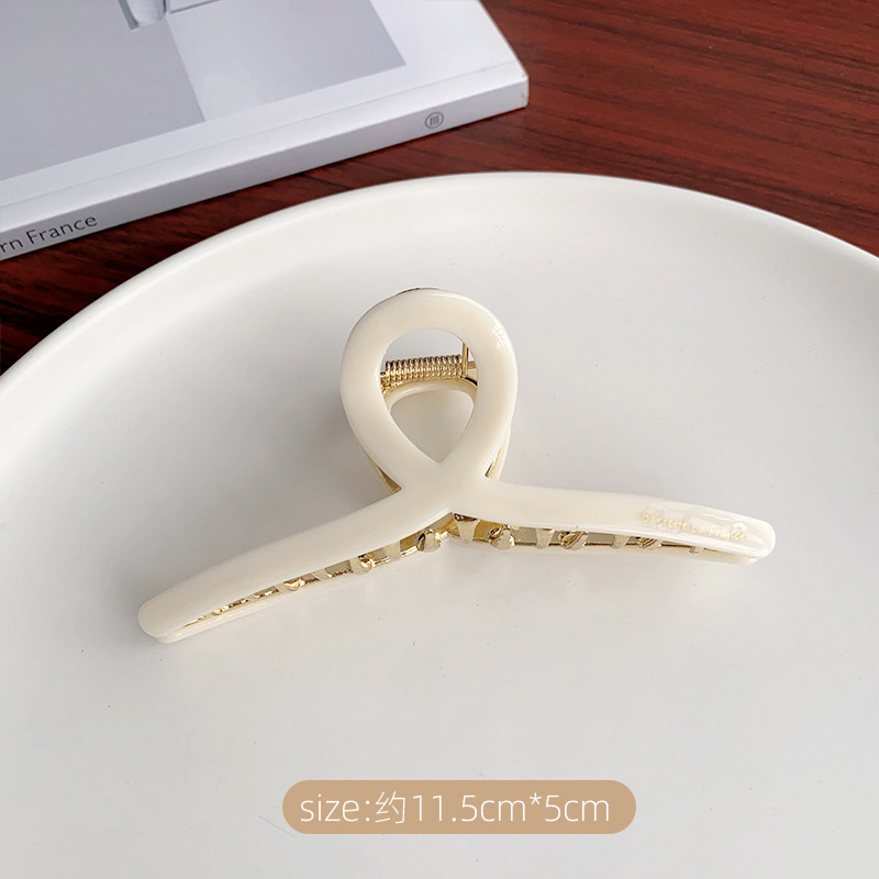 Minimalist Style Large Shark Simple Metal High-end Acetate Letter Claw Clip, New Korean Version Women's Hair Accessory_voghion.com