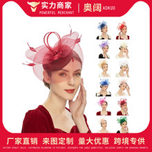 欧美新娘面纱发饰结婚蝴蝶结礼帽头花拍照写真羽毛网纱头饰品