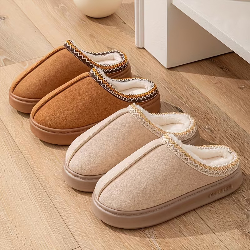 Zapatillas de algodón transfronterizas zapatillas de invierno ligeras calentadas zapatillas de algodón en el hogar medio trapeador de fondo grueso de algodón de peluche