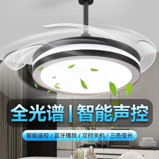 Fan Light 2024 New Restaurant Living Room Bedroom Kitchen Ceiling Home Integrated Chandelier Invisible Smart Ceiling Fan Lamp