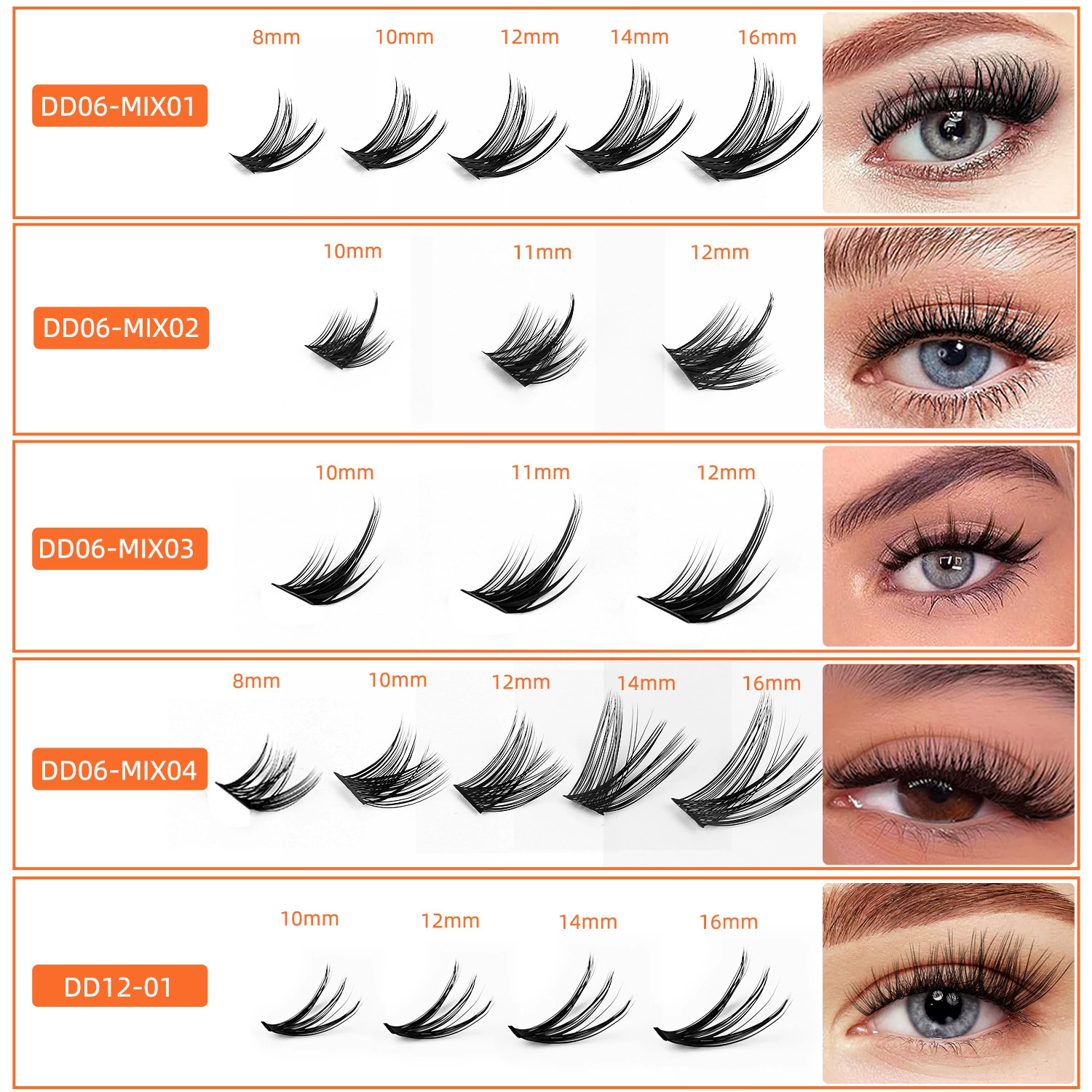 Capacious dense false eyelashes for extension, European style