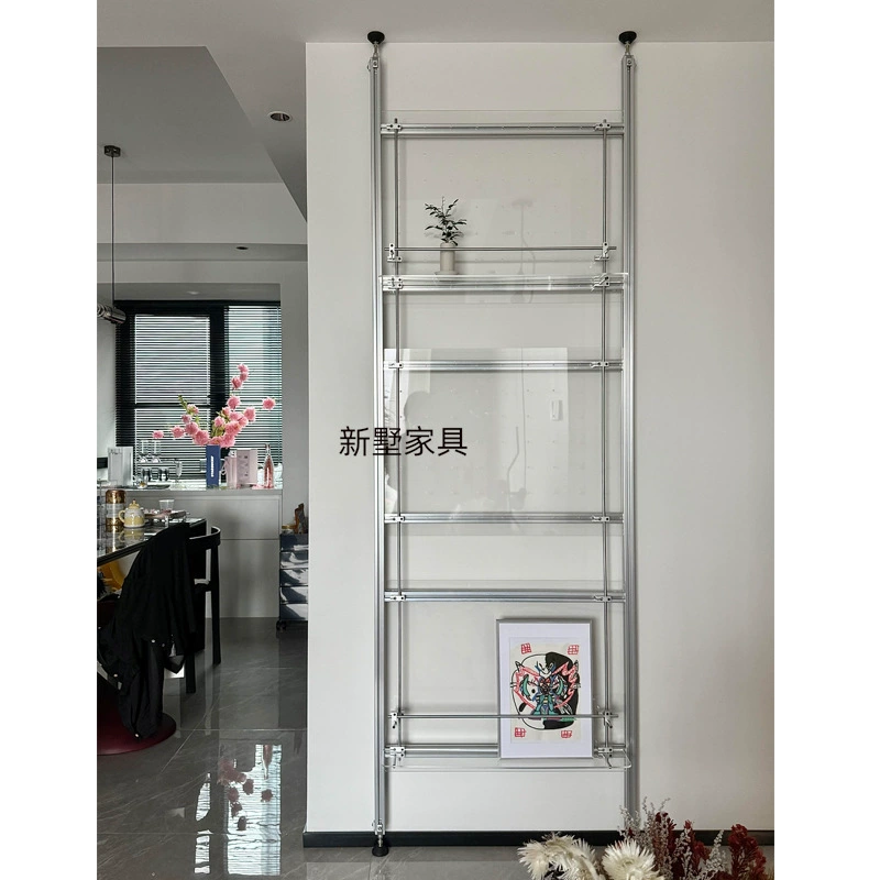 Минималистичный прозрачный акриловый алюминиевый профиль от пола до потолка, оптическая ось, доска для хранения без перфорации, напольная стойка для хранения