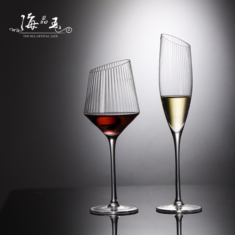 Europa vertical biselado copa de vidrio alto copa de vino de cristal copa de champagne bar copa de vino doméstico al por mayor
