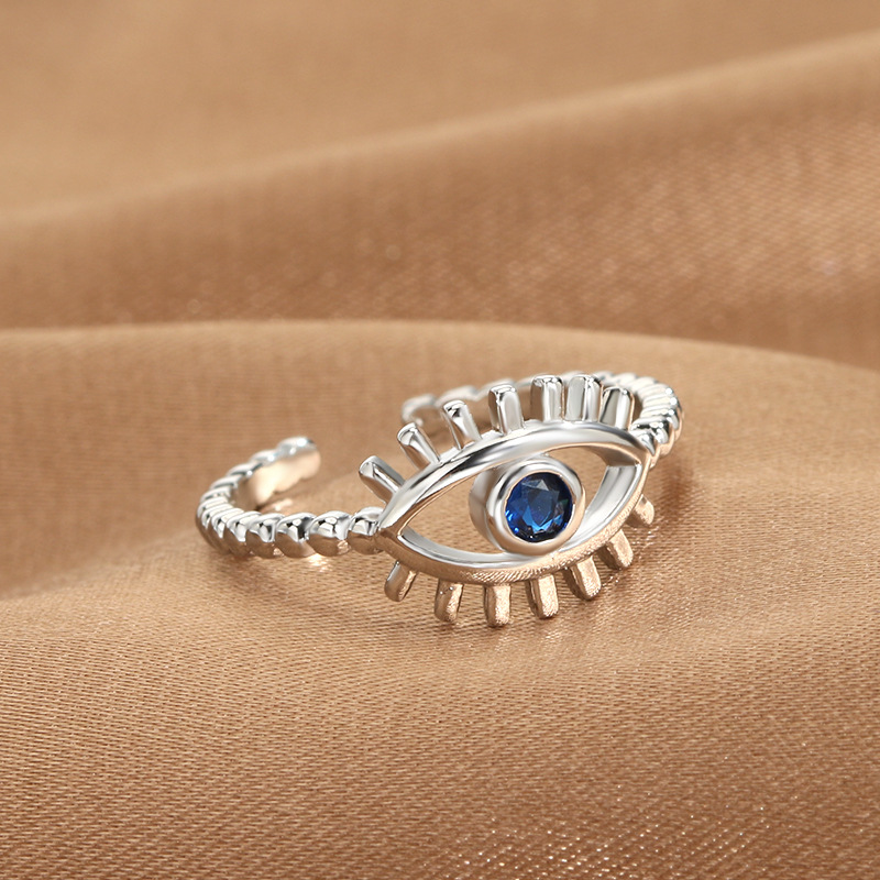 1 Piece Quantity Daily Occasion Retro Streetwear Devil's Eye Copper Zircon Open Ring In Bulk