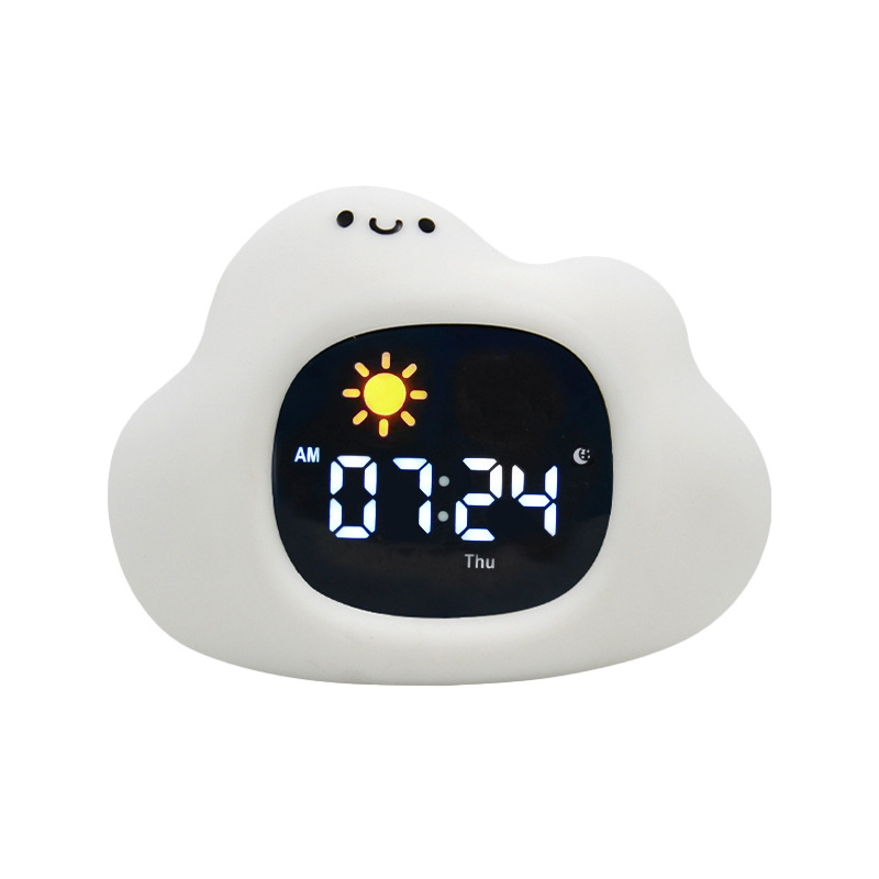 Nuevo gatito transfronterizo reloj de gatito niños amanecer despertar entrenamiento de sueño luz nocturna reloj digital LCD
