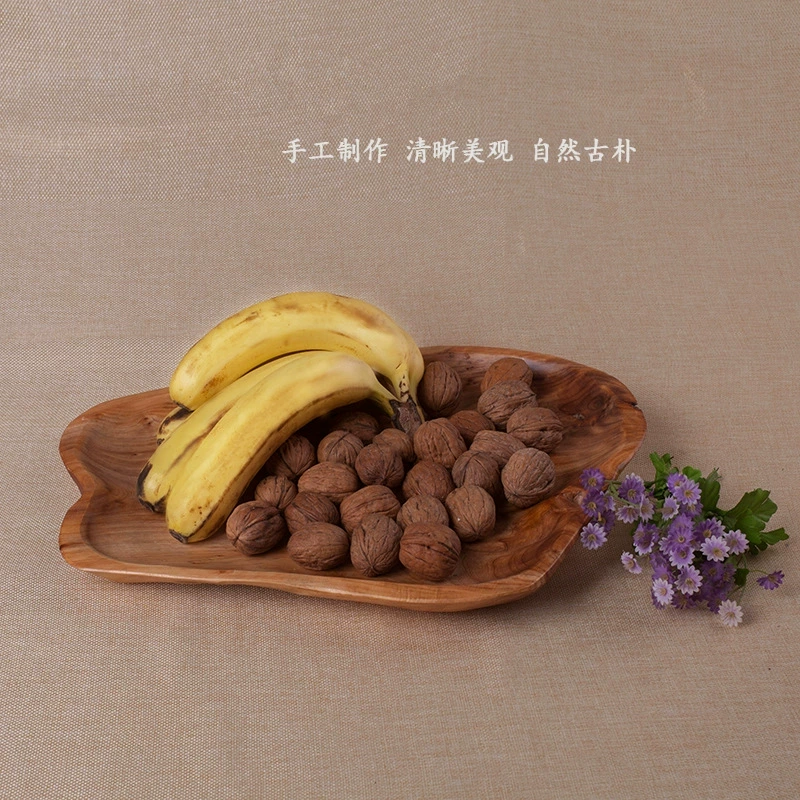 Древесные поддоны для домашнего засечки для барбекю Салат из цельного дерева тарелка деревянная посуда для чая