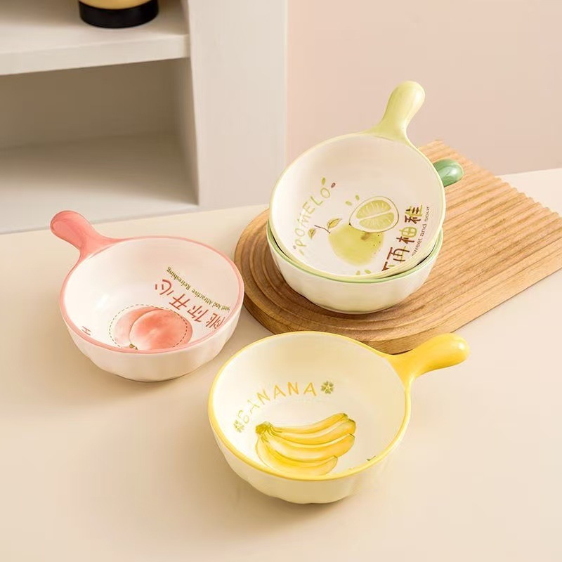 Fruit family mango cuenco esmaltado color red resistente a altas temperaturas cuenco de cerámica cuenco de arroz doméstico de alto valor facial cuenco de sopa de postre
