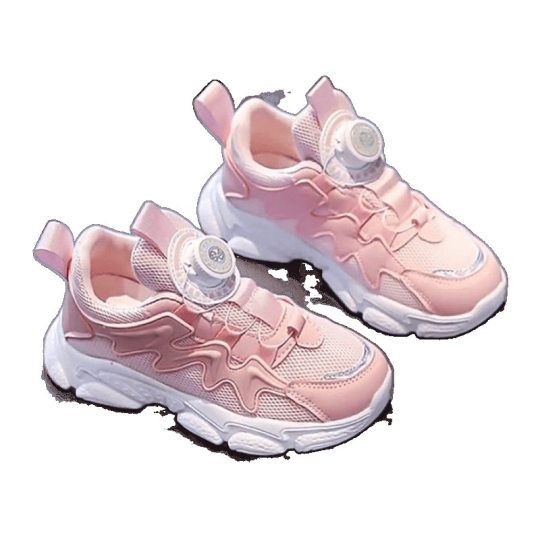 Girls' Shoes 2025 Spring & Fall New Summer Kidsren's Sports Shoes Breathable Mesh Shoes Girls Rotating Button Daddy Shoes Trendy