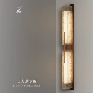 新中式不锈钢酒店大堂壁灯户外防水水纹有机玻璃高端酒店工程定制