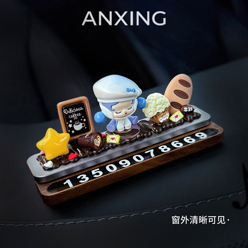 Temporary Parking Number Plate Pop Mart Car Temporary Moving Phone Number Sign Creative Decoration High-End 2025 New Model for Women