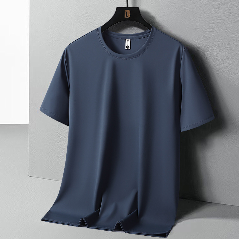 Cooling Ice Silk Short-Sleeve T-Shirt for Men, Ice Silk Quick-Dry Solid Color Loose Top, Breathable Plus-Size Half-Sleeve Base Shirt Men's Wear Cooling Ice Silk Short-Sleeve T-Shirt for Men, Ice Silk Quick-Dry Solid Color Loose Top, Breathable Plus-Size Half-Sleeve Base Shirt Men's Wear