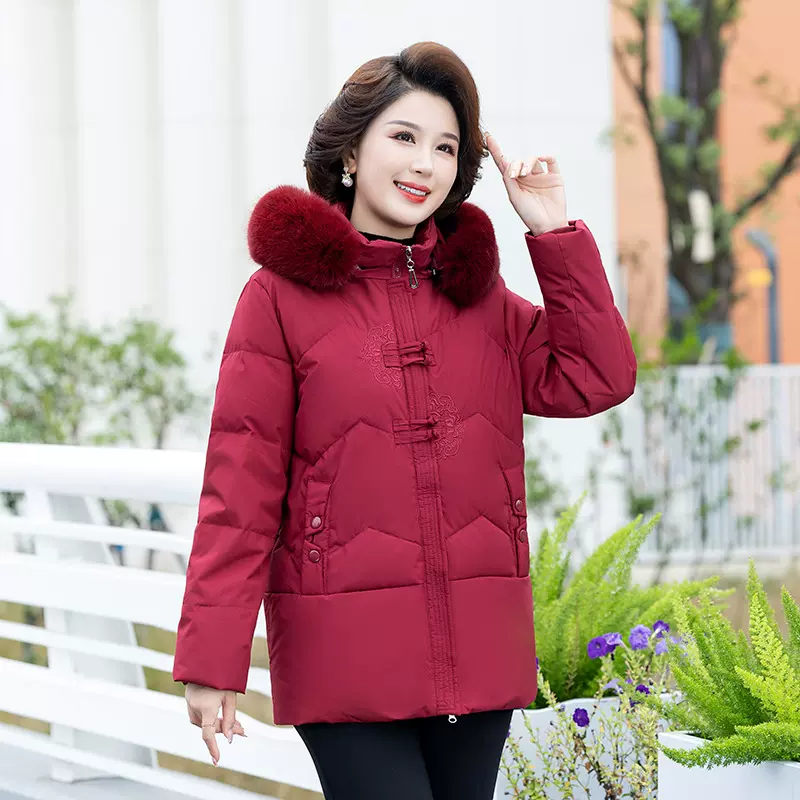 羽绒服妈妈装秋冬时尚优雅女装个性新款保暖洋气中国风老年人外套