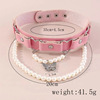 Fashionable fuchsia chain for key bag  from pearl, polyurethane necklace, European style