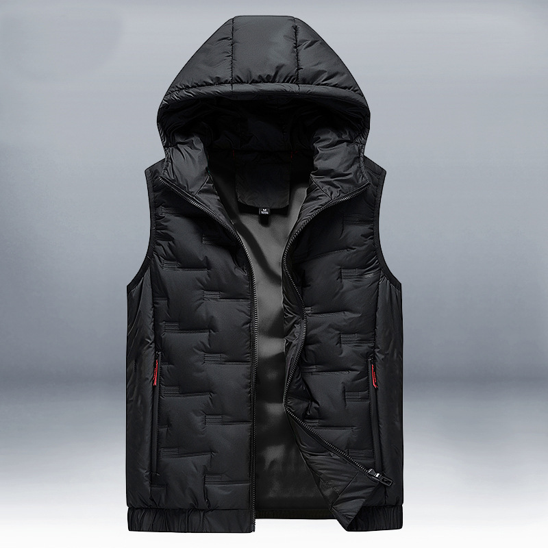 블랙 후드 조끼