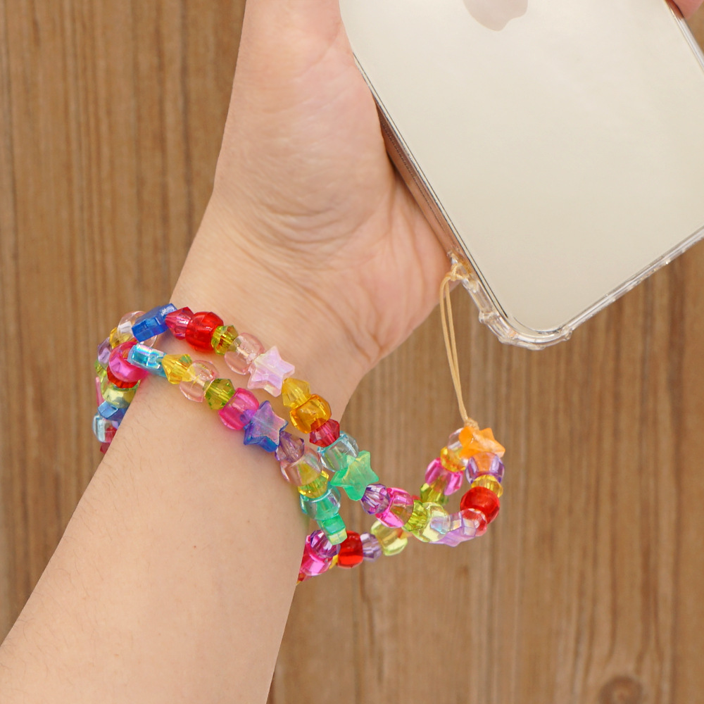 ethnic simple candy color beaded mobile phone lanyardpicture2