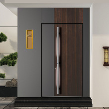 精雕鑄鋁門木紋風一門一景入戶門自建房小區子母門長拉手別墅大門