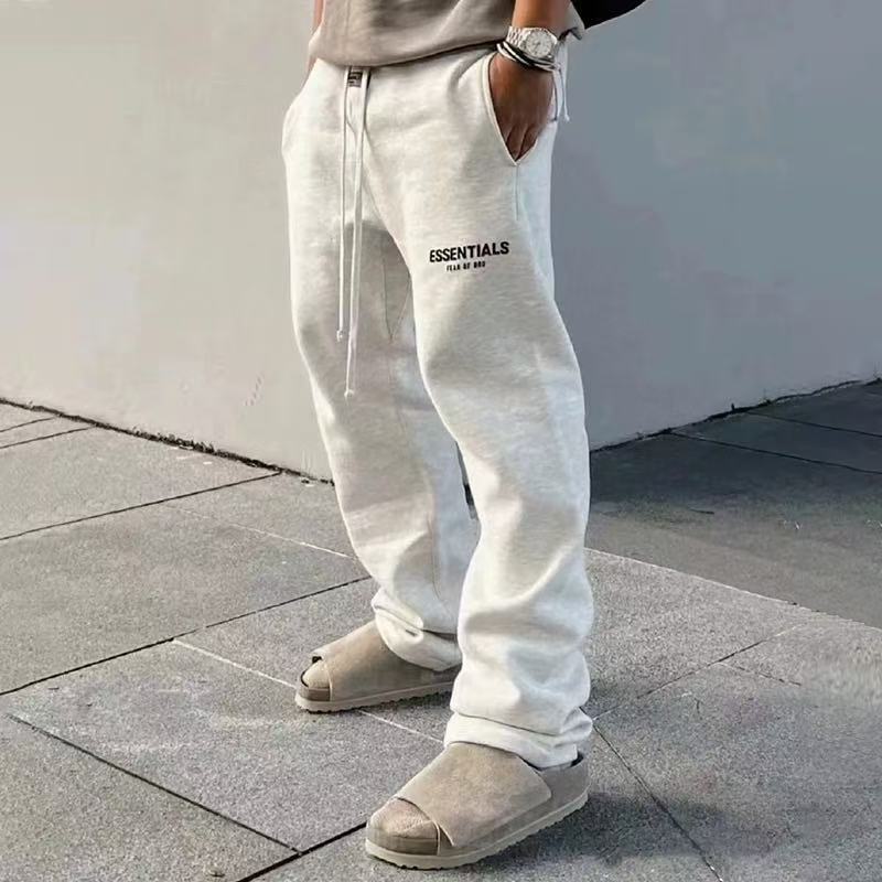 Cross-Border Autumn and Winter Essentials Niche American Trendy Brand Straight Casual Men's Fleece-Lined Loose Sweatpants Trendy