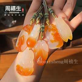 冰种玉髓新款俏色观音佛吊坠巧雕白俏黄皮貔貅大龙牌山水玉挂件