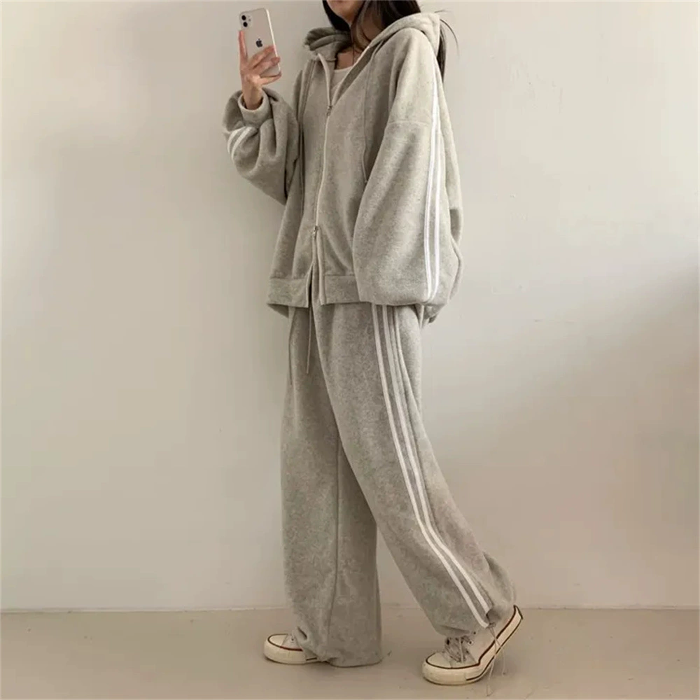 Свитшот для отдыха, комплект, спортивный костюм, корейский стиль, свободный крой