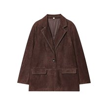 速卖通批发秋季新款女装百搭缉线单粒扣直筒休闲西装外套3046366