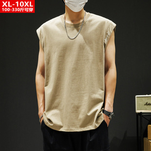 Summer Hong Kong Style Men's Sports and Leisure Sleeveless Vest for Fat Men Plus Size Loose Hurdle Vest Singlet