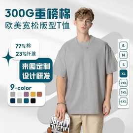 定制300G短袖来图来样加工小批量文化衫团体服班服马拉松印广告衫