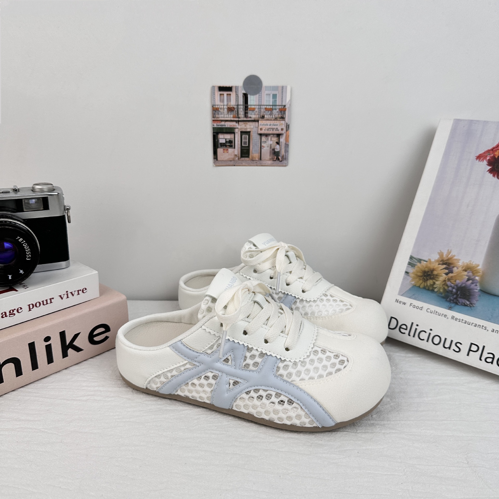 Far Bo Bo Ken zapatos para mujeres 2025 nuevas zapatillas de verano zapatos blancos zapatos de skate mitad zapatos de mujer