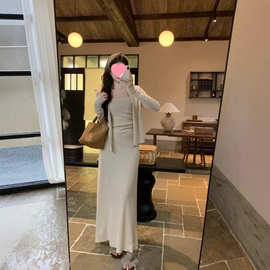 巨好看的早秋漂亮韩系小套装清冷富家千金穿搭气质连衣裙子女秋季