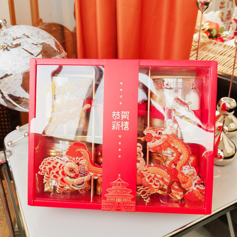 春节高档干果熟食土特产零食红枣新年礼品包装手提袋年货包装盒