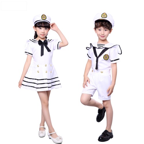 Children's Chorus New Style Military Uniform Sailor Performance Boys and Girls Children's Small Navy Infant Sailor Dance Performance Suit Set 