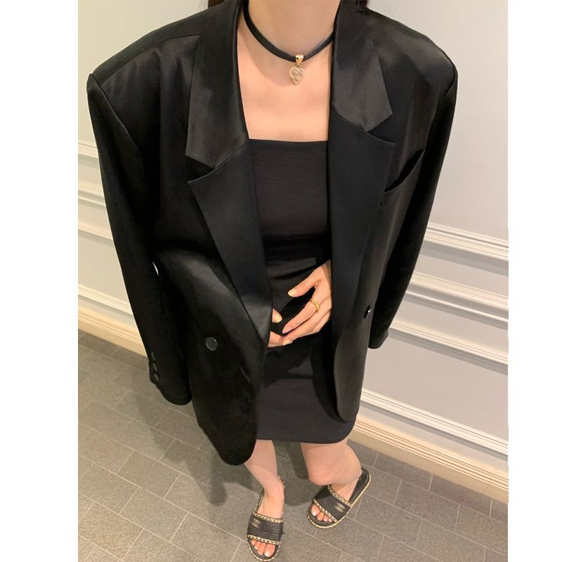 Plus Size Satin Blazer for Women 2025 Early Autumn New Casual Loose Versatile High-End Suit for Women Plus Size Satin Blazer for Women 2025 Early Autumn New Casual Loose Versatile High-End Suit for Women