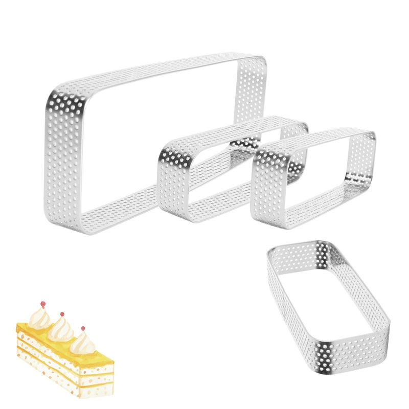 430 из нержавеющей стали прямоугольный перфорированная башня кольцо 2,5 высокая французская форма для выпечки торта