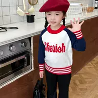 Детская одежда 2024 года, весенний спортивный свитер в Корейском стиле для девочек, Новый Повседневный свитер с круглым вырезом, Детский свитер годичной давности