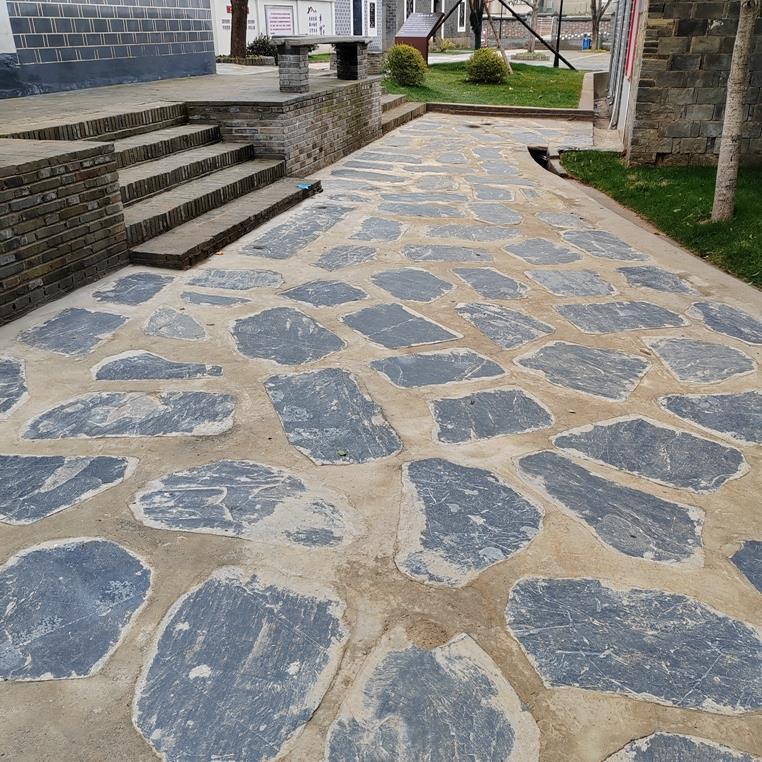 青石板不规则碎拼片石庭院地砖室外广场地板铺路石天然游步道新款