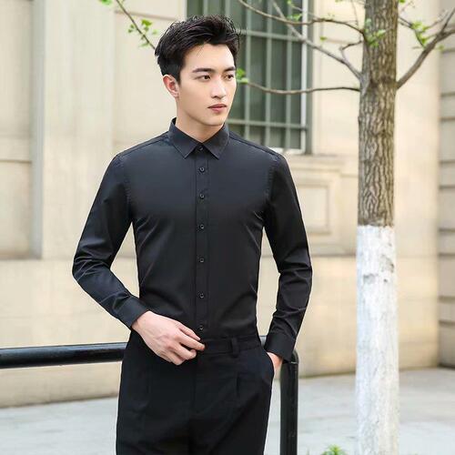 2025 Autumn Shirt for Men, Slim-Fit Business Formal Wear – Stylish White Long-Sleeve Dress Shirt in Korean Fashion Trending Top