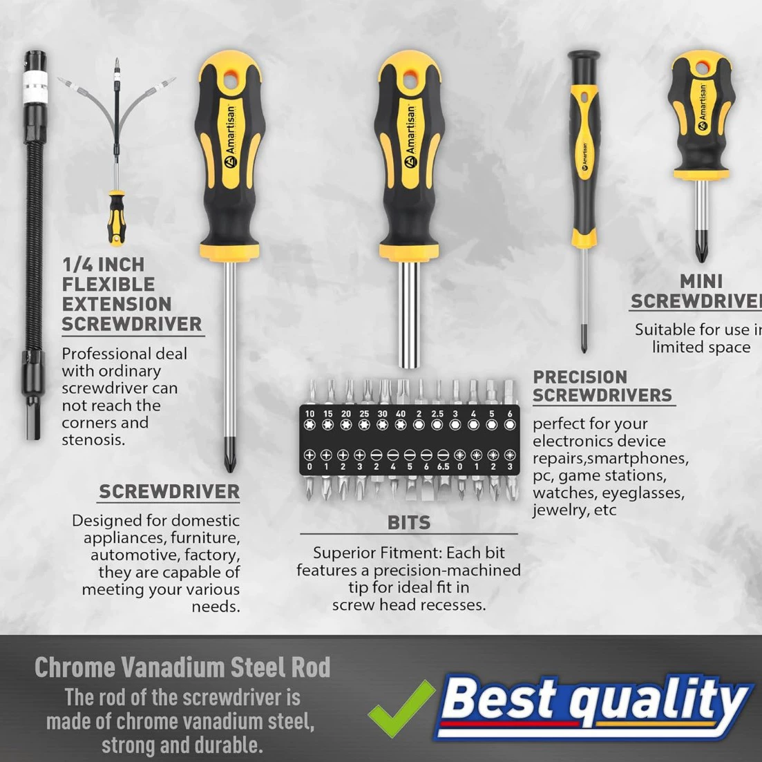 Professional handheld magnetic screwdriver, set, 43 pieces